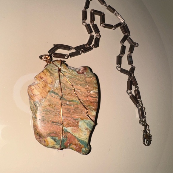 Large Jasper Pendant Copper Necklace - Picture 7 of 10